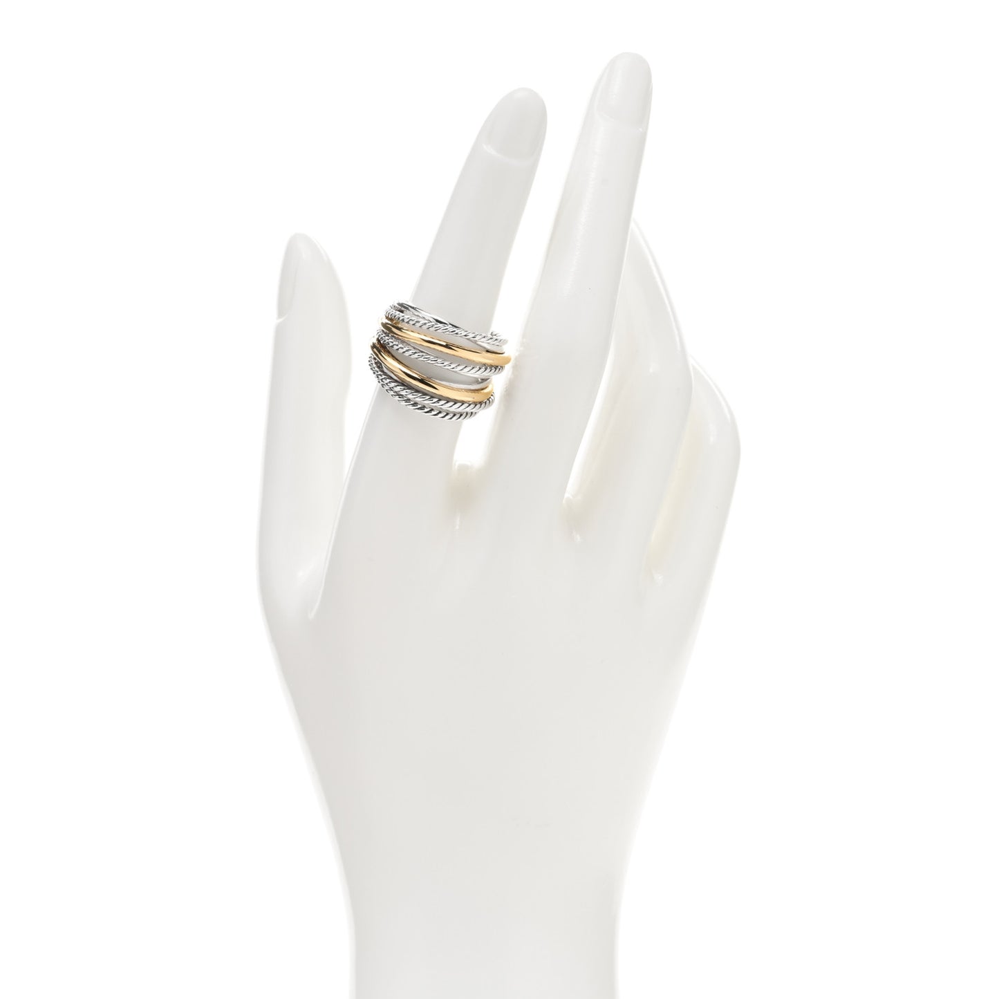 Sterling Silver 18K Yellow Gold Wide Crossover Collection Ring 55 7.25