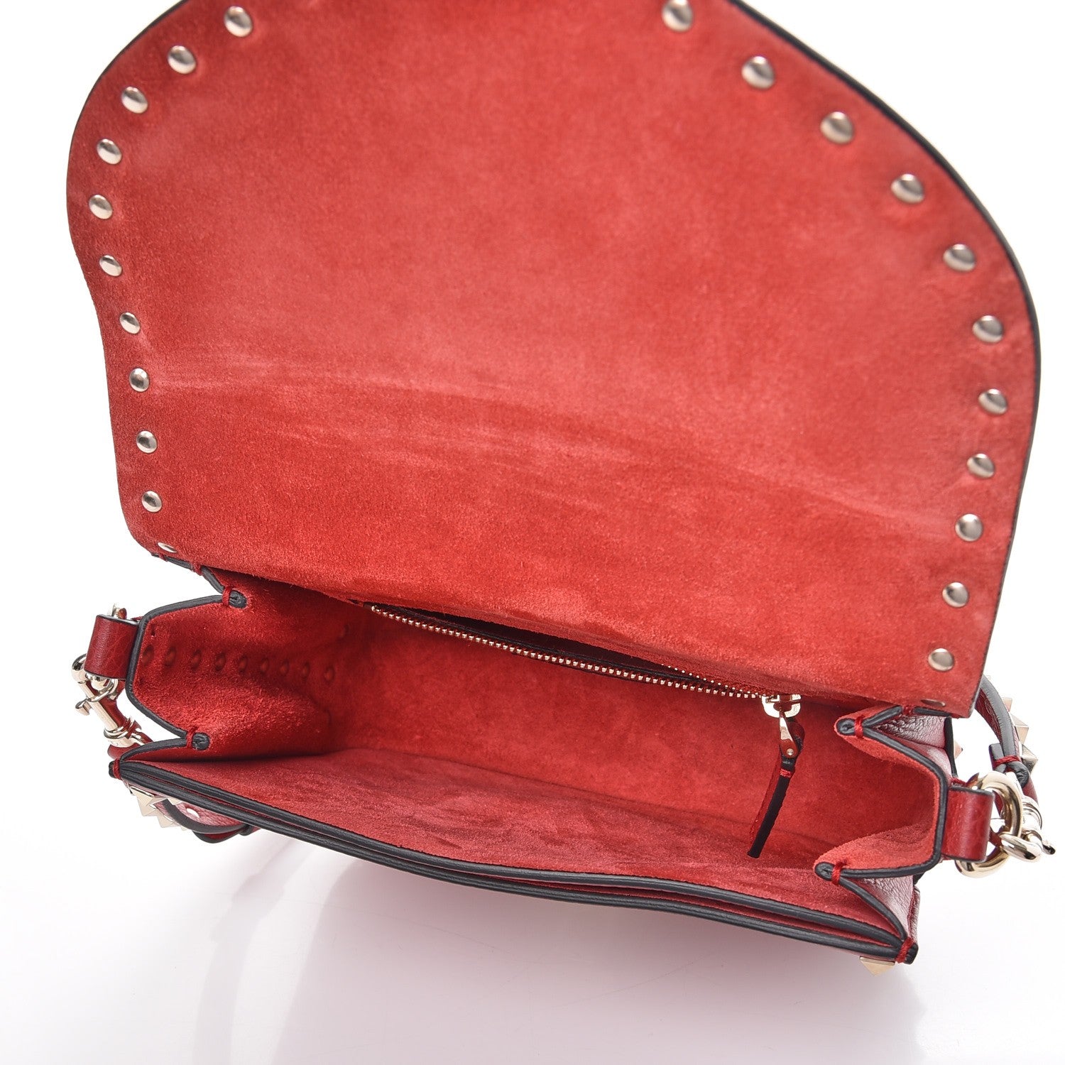 Valentino Garavani Pebbled Calfskin Rockstud Shoulder Flap Messenger Bag Rosso Valentino 5 of 8