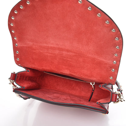 Valentino Garavani Pebbled Calfskin Rockstud Shoulder Flap Messenger Bag Rosso Valentino 5 of 8