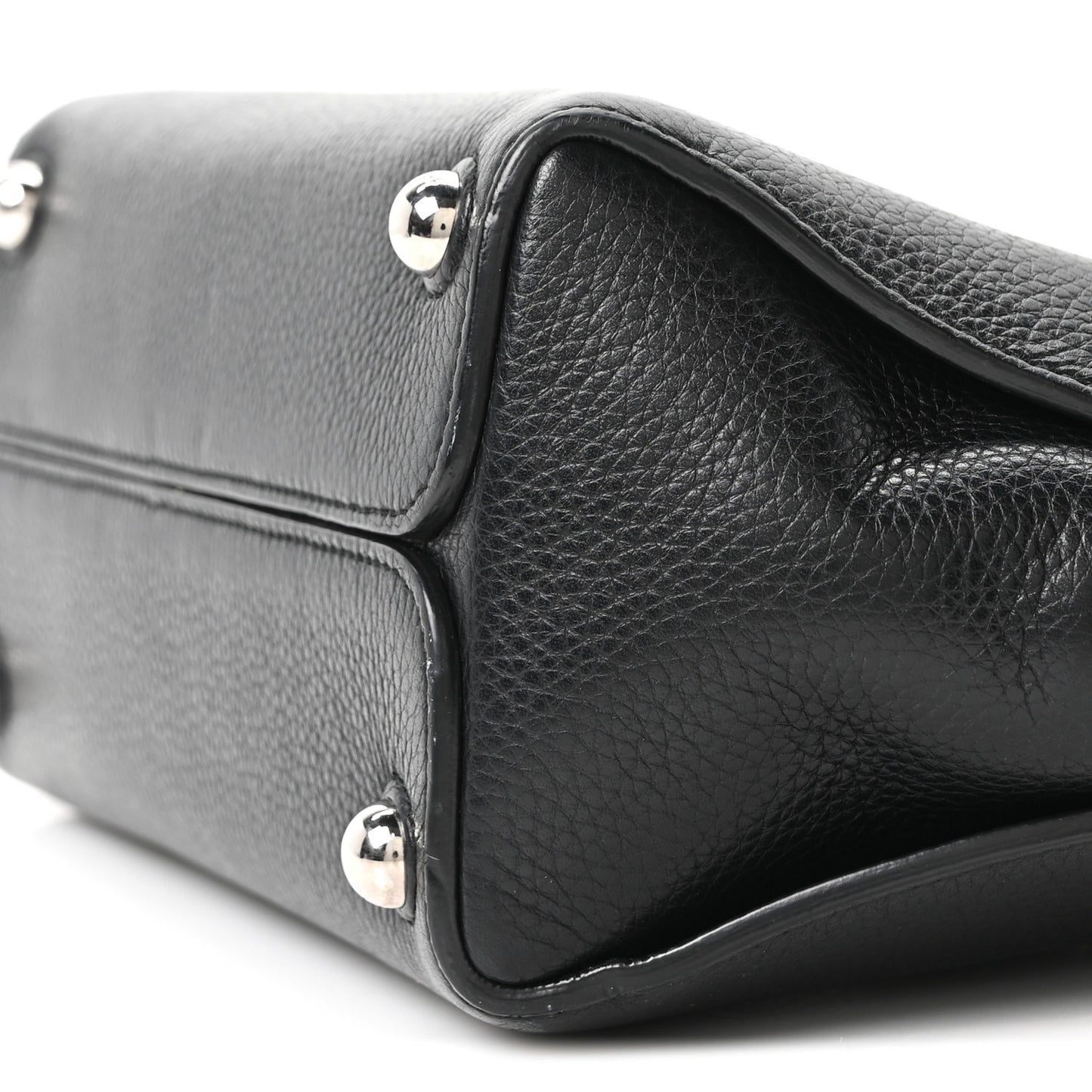 Grained Calfskin Small Open Bar Tote Black