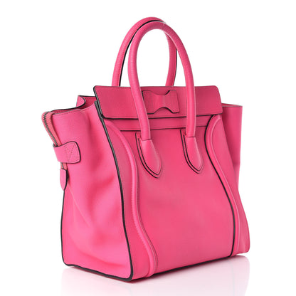 Celine Drummed Calfskin Mini Luggage Fluo Pink 3 of 13