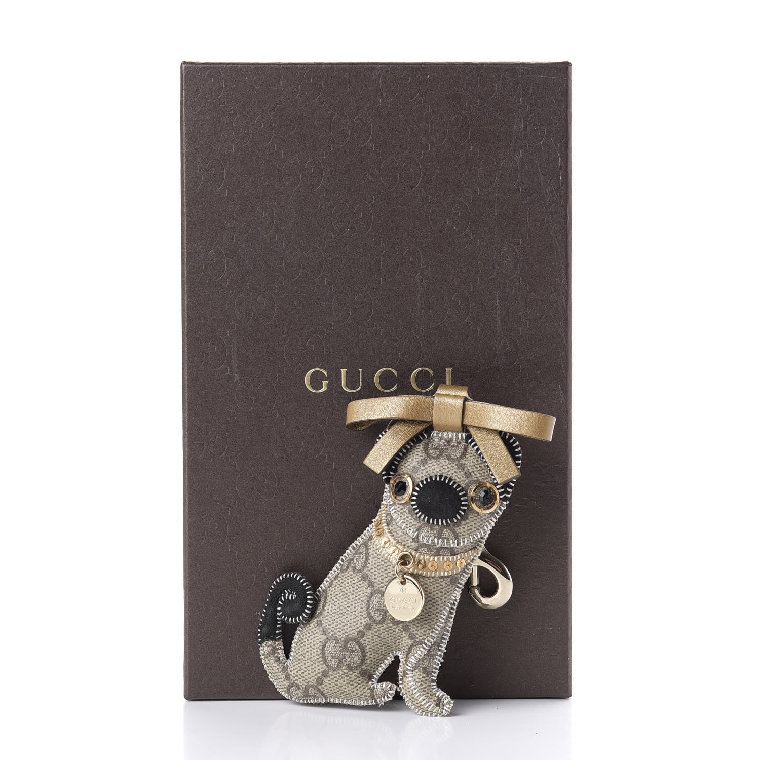 Gucci GG Supreme Monogram Oliver Pug Dog Key Charm 4 of 4
