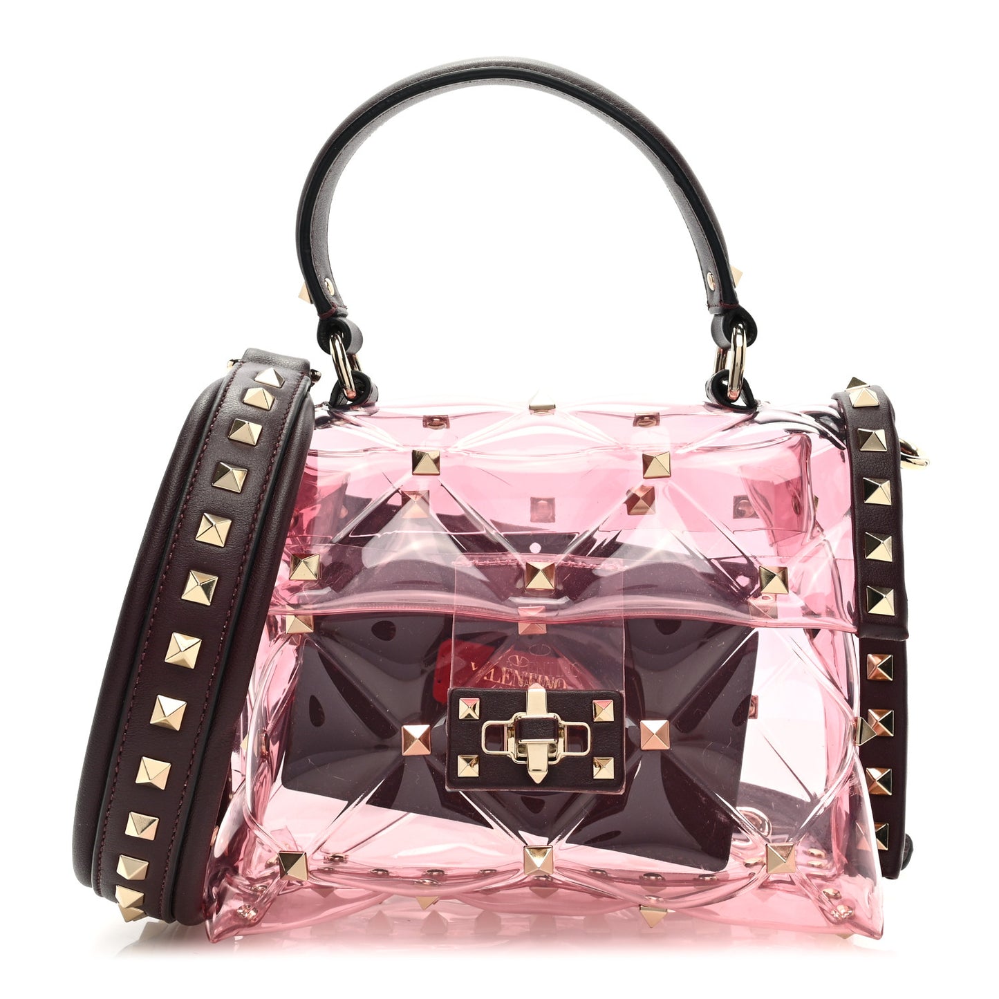 PVC Mini Candystud Top Handle Bag Rubin