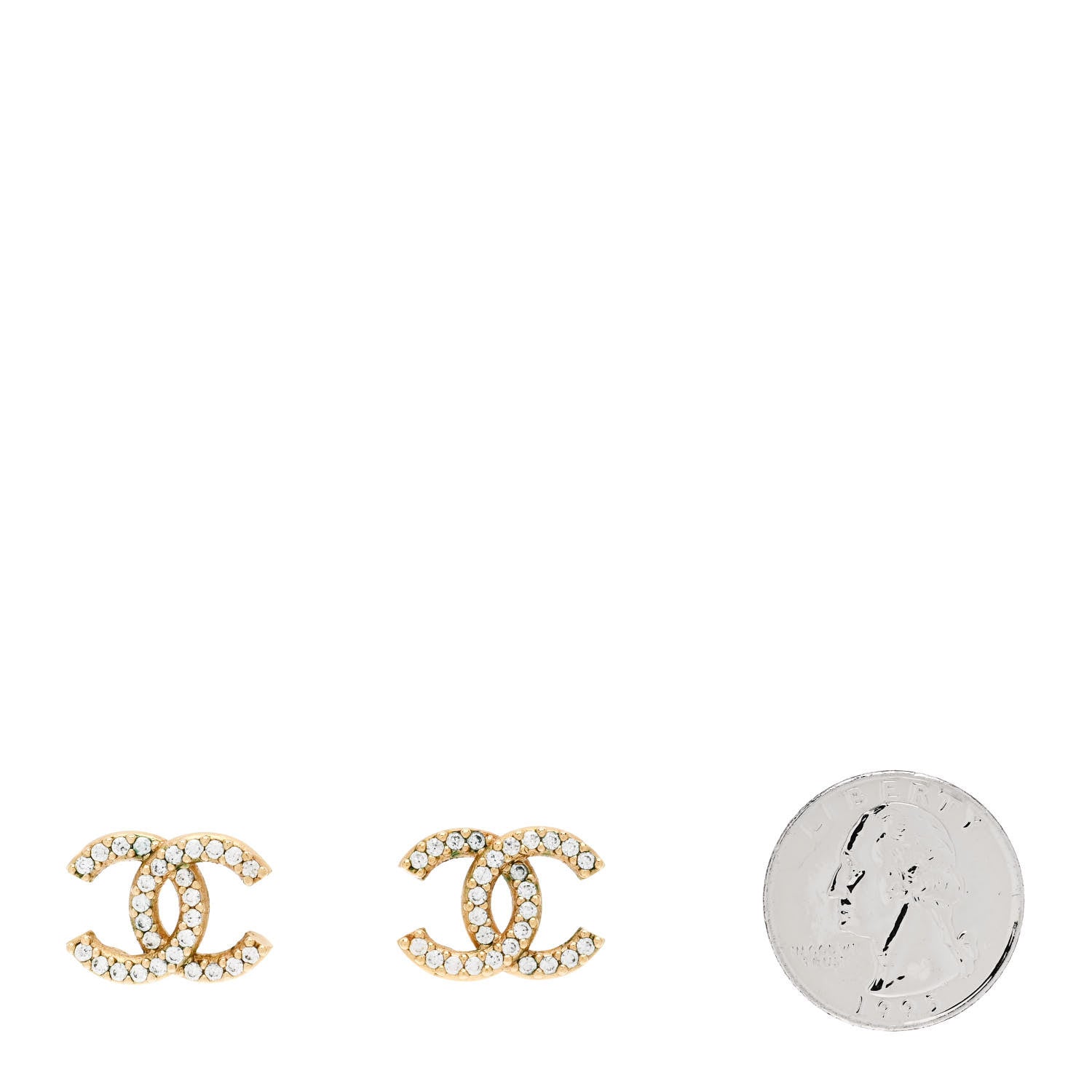 Chanel Crystal CC Earrings Gold 2 of 5