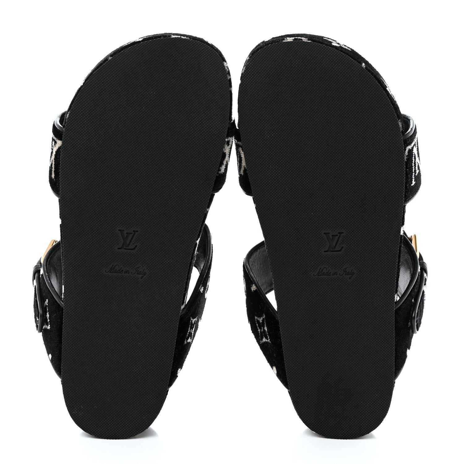 Louis Vuitton Velvet Monogram Jumbo Flatform Mule Sandals 37 Black White 5 of 9