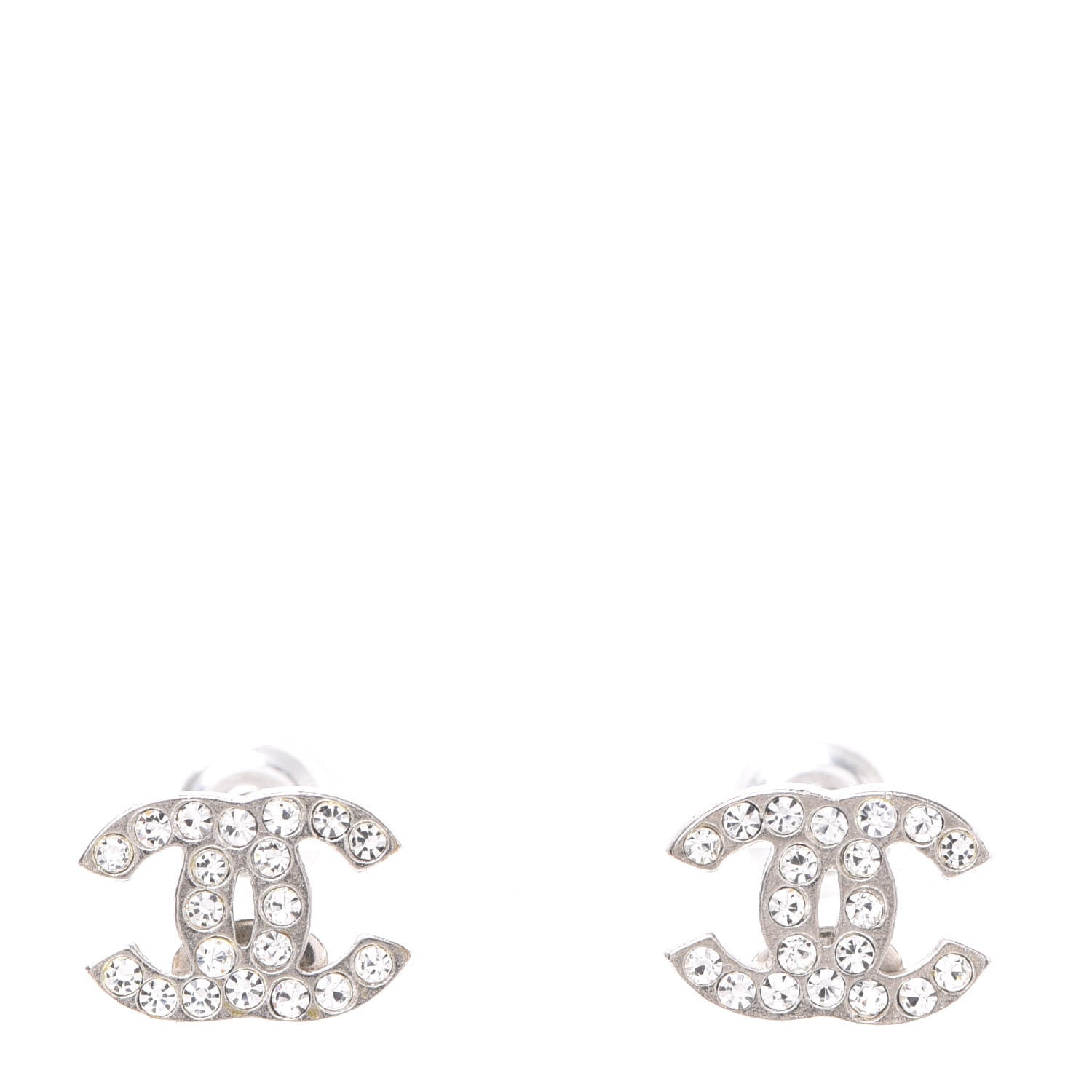Chanel Crystal Mini Timeless CC Earrings Silver 1 of 5