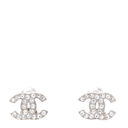 Chanel Crystal Mini Timeless CC Earrings Silver 1 of 5