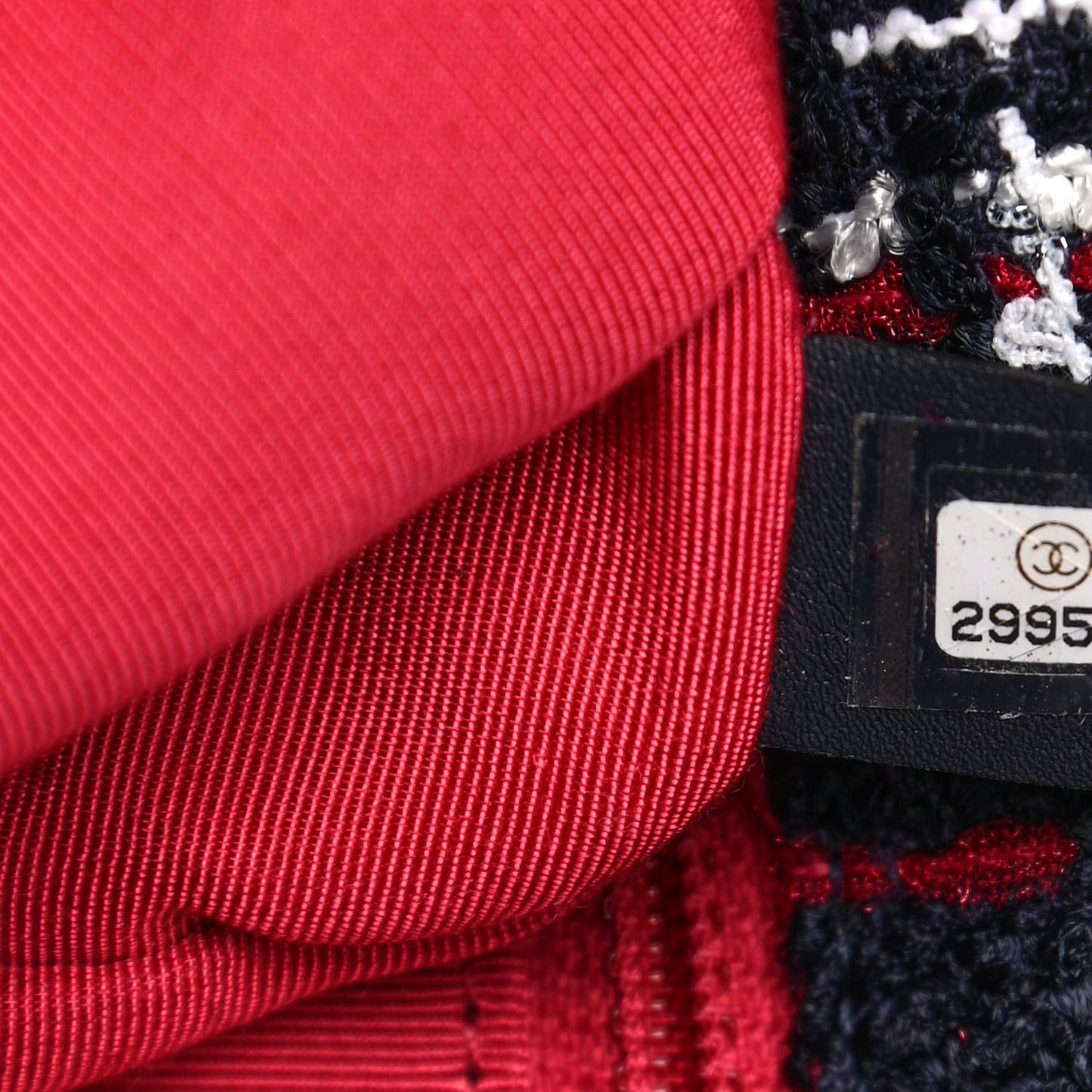 Tweed Quilted Large Chanel 19 Flap Navy Blue White Red