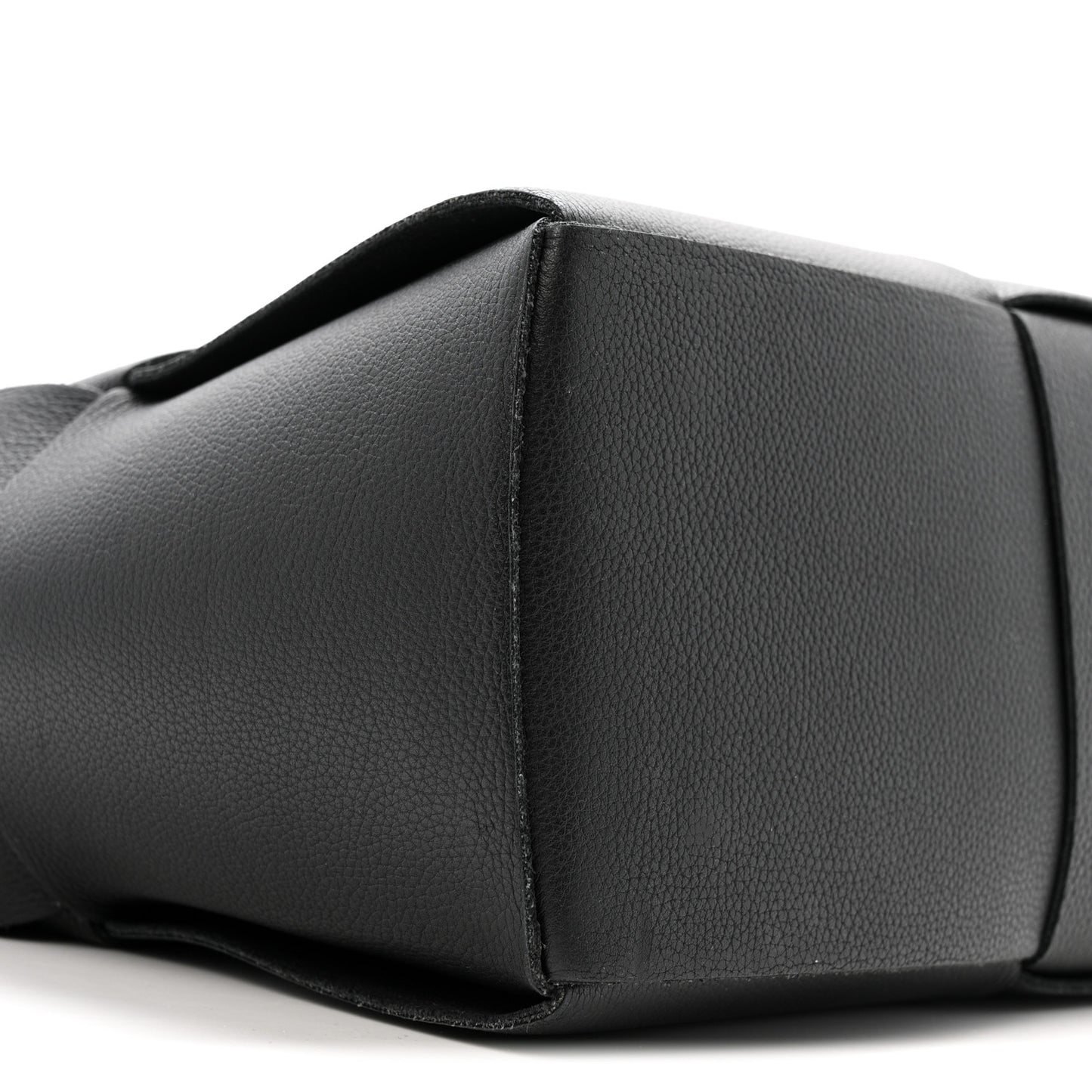 Grained Calfskin Maxi Intrecciato Medium Arco Tote Black