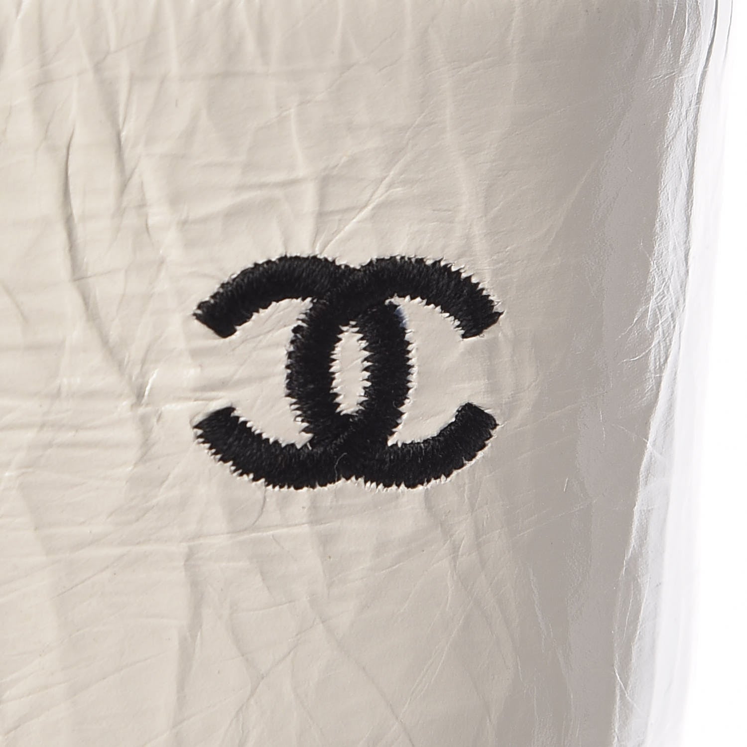 Chanel Crumpled Calfskin Satin Cap Toe Short Boots 38.5 White Black 10 of 12