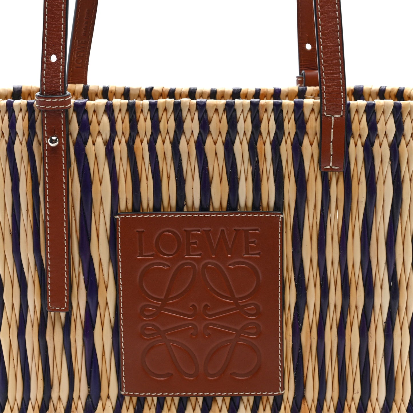 Raffia Square Small Basket Tote Bag Natural Black Pecan