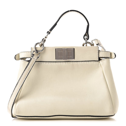 Fendi Shiny Nappa Micro Peekaboo Iconic Satchel White 1 of 12