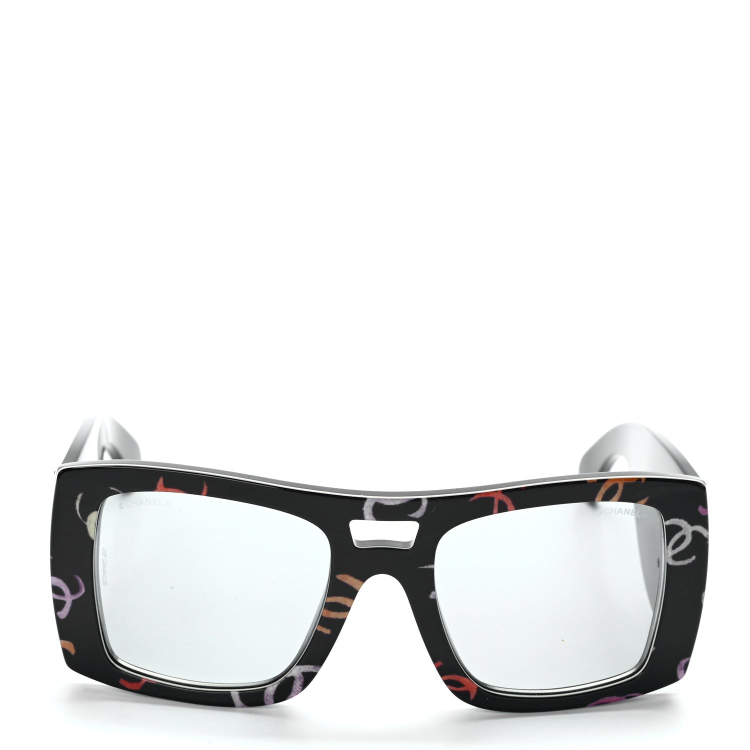 Chanel Acetate CC Logo Square Sunglasses 71628 Black Multicolor 2 of 8
