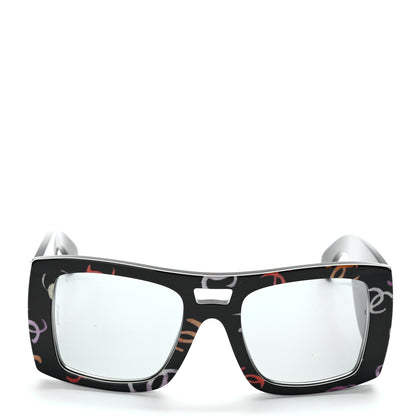 Chanel Acetate CC Logo Square Sunglasses 71628 Black Multicolor 2 of 8