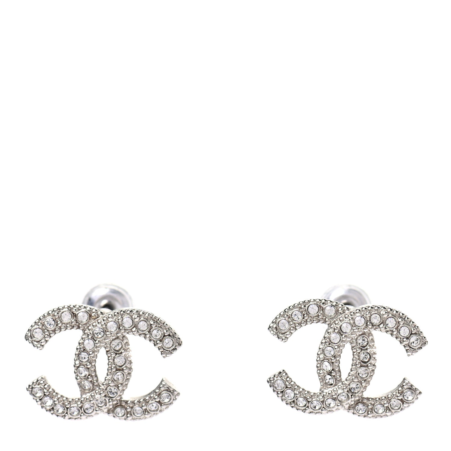 Chanel Crystal CC Earrings Silver 1 of 5