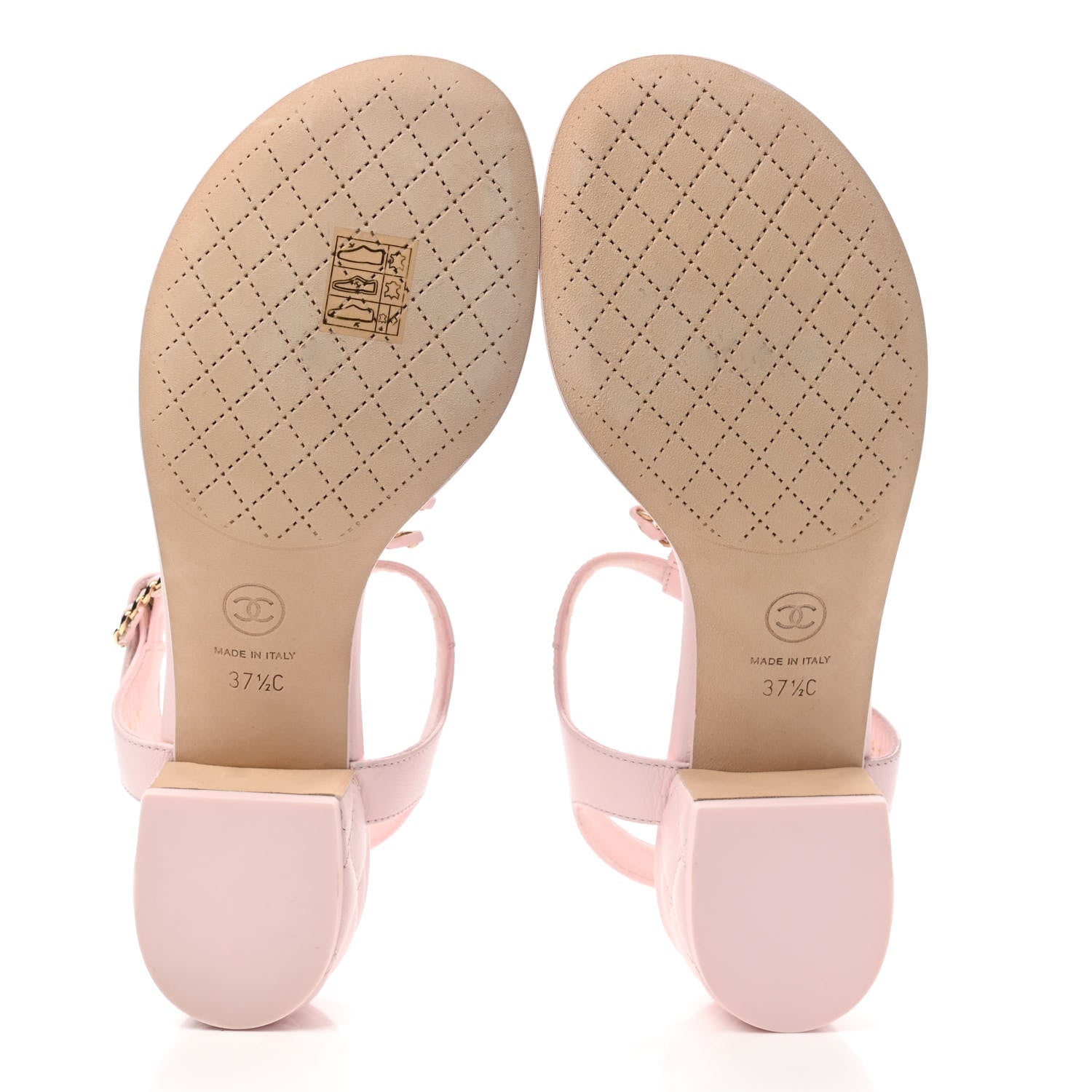 Chanel Lambskin Chain CC Logo Thong Sandals 37.5 Light Pink 5 of 10