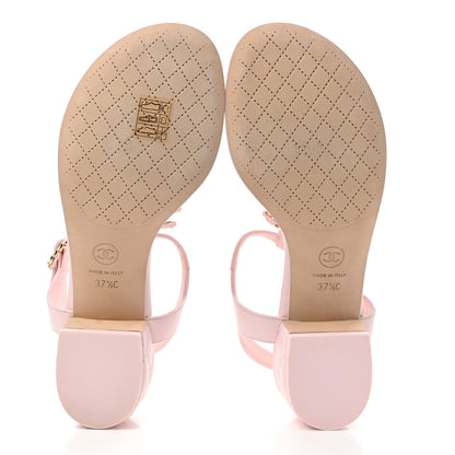 Chanel Lambskin Chain CC Logo Thong Sandals 37.5 Light Pink 5 of 10