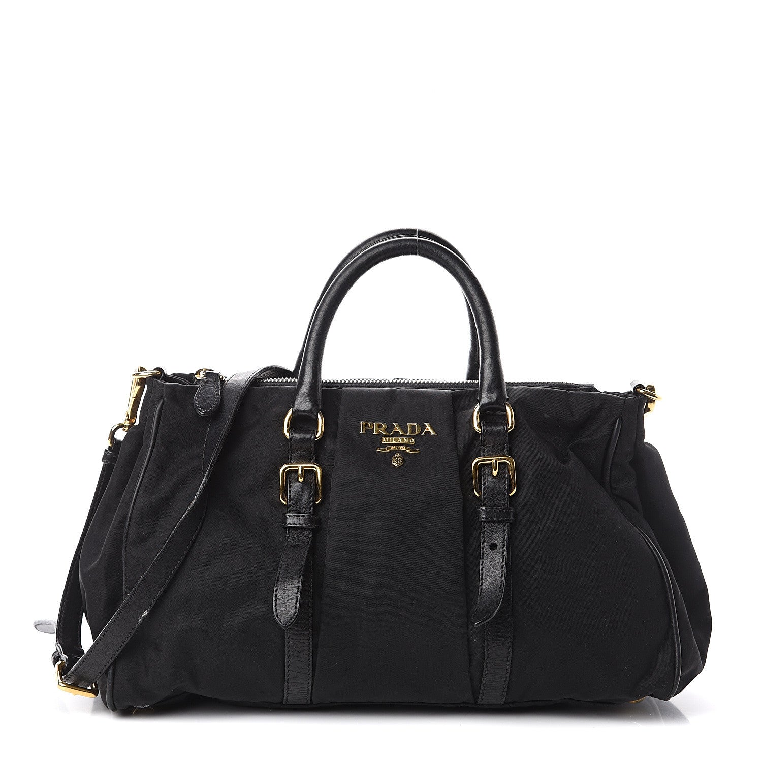 Prada Tessuto Nylon Vitello Daino Tote Black 1 of 8