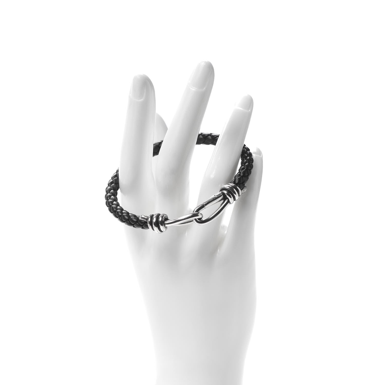 Tiffany Sterling Silver Calfskin Paloma Picasso Knot Single Braid Bracelet Black 2 of 4