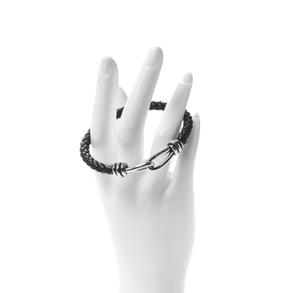 Tiffany Sterling Silver Calfskin Paloma Picasso Knot Single Braid Bracelet Black 2 of 4