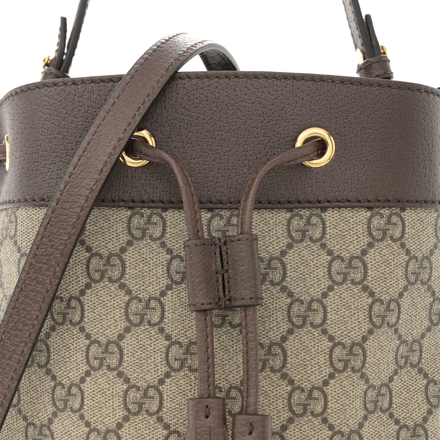 GG Supreme Monogram Web Small Ophidia Bucket Bag Brown