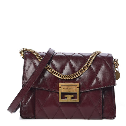 Givenchy Goatskin Quilted Small GV3 Shoulder Bag Aubergine 1 of 9