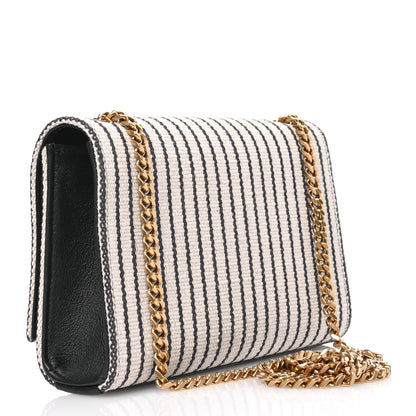 Saint Laurent Canvas Small Striped Kate Satchel Grigio Multicolor 3 of 12