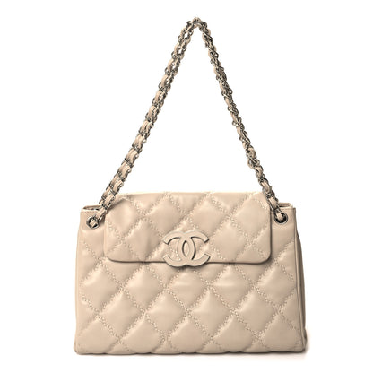 Chanel Calfskin Double Stitch Large Hamptons Flap Bag Beige 1 of 11