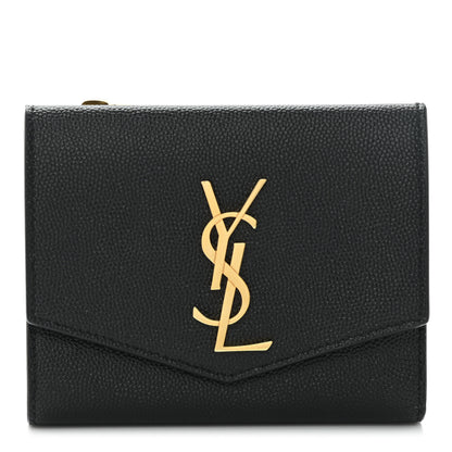 Saint Laurent Grain De Poudre Monogram Bi-Fold Wallet Black 1 of 11