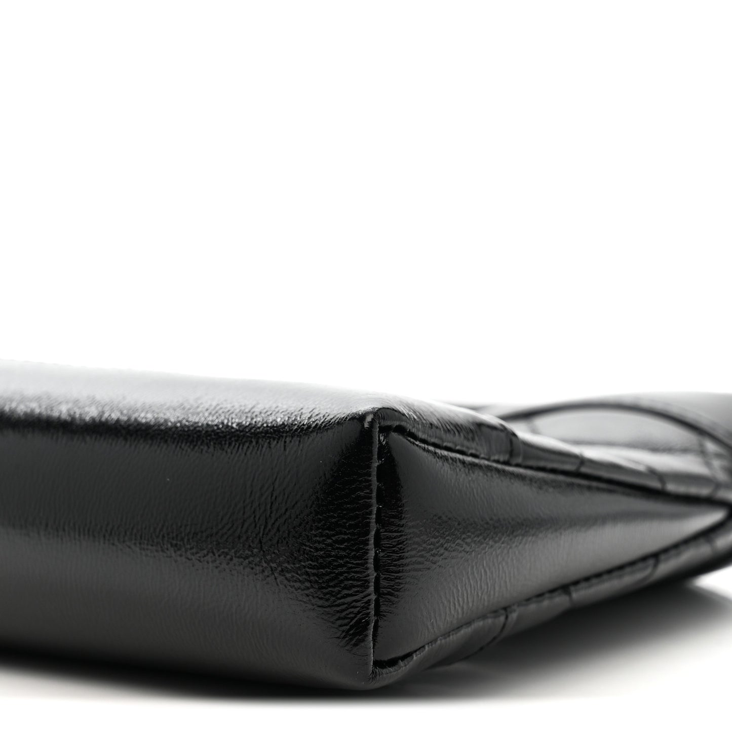 Shiny Crumpled Calfskin Quilted Nano 31 Shopping Bag Black