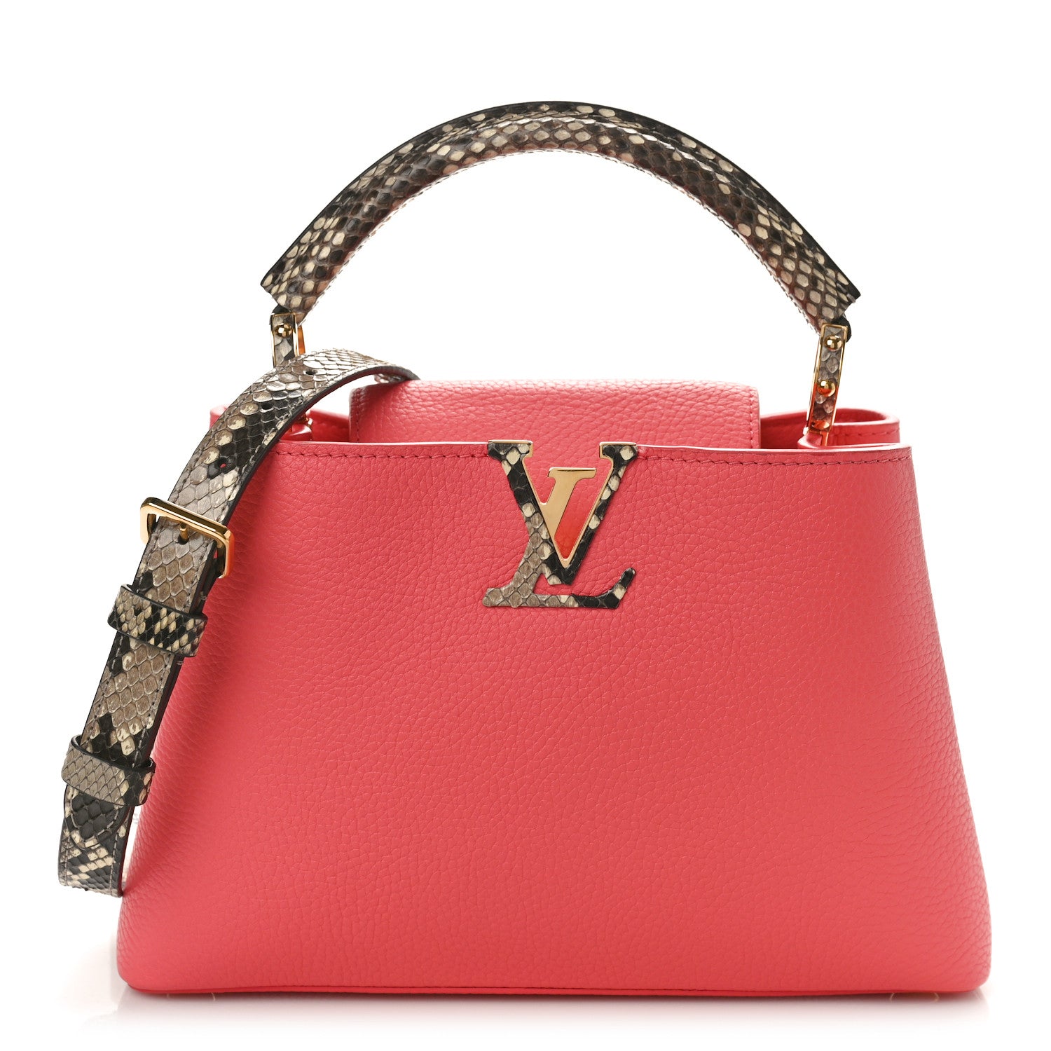 Louis Vuitton Taurillon Snakeskin Capucines PM Coral 1 of 8