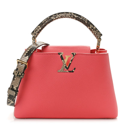 Louis Vuitton Taurillon Snakeskin Capucines PM Coral 1 of 8