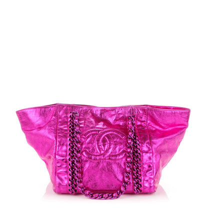 Chanel Metallic Cracked Calfskin Modern Chain Tote Fuchsia 1 of 7