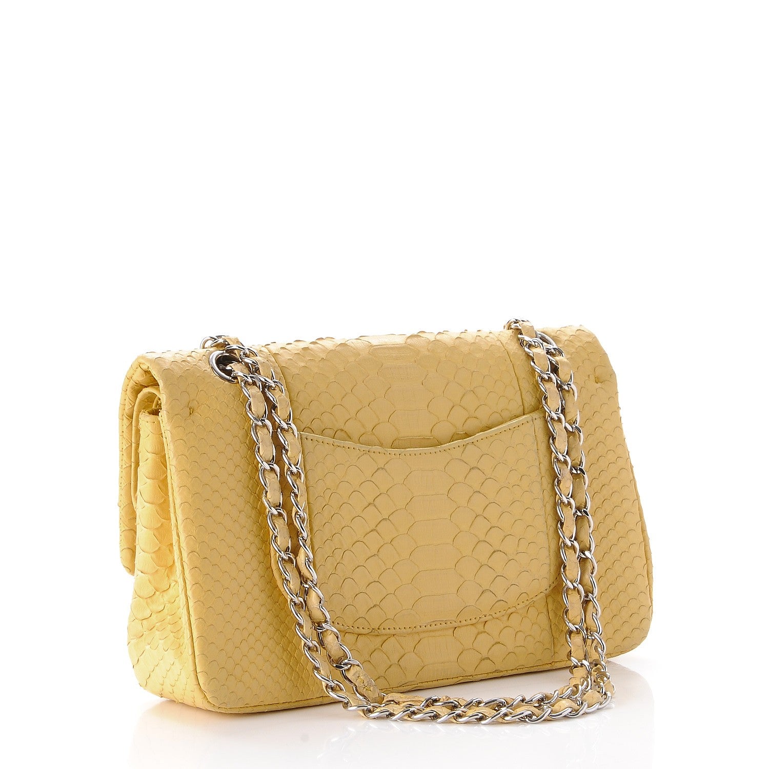 Chanel Python Medium Double Flap Yellow 3 of 14