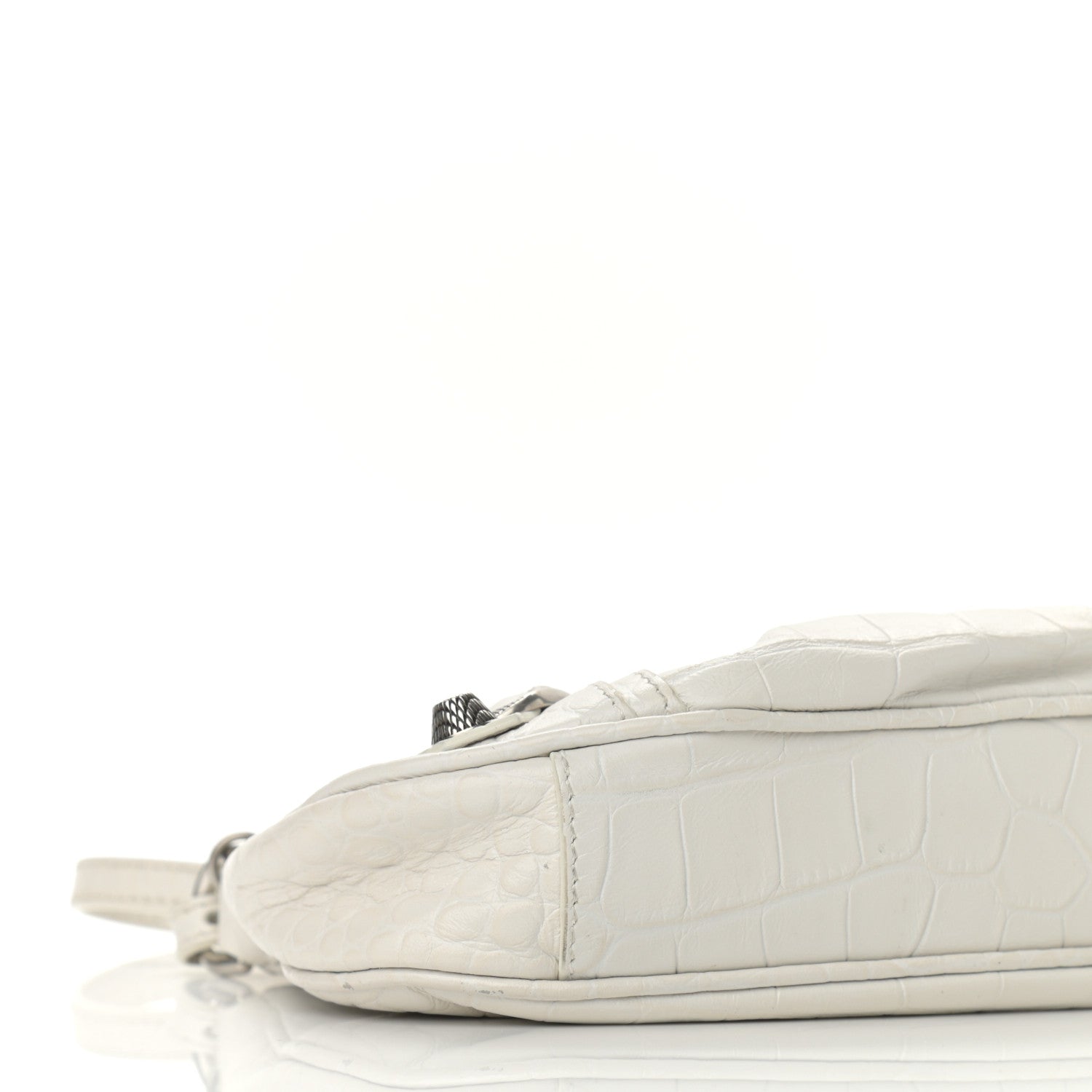 Balenciaga Extra Supple Calfskin Crocodile Embossed Le Cagole Mini Purse With Chain White 8 of 10