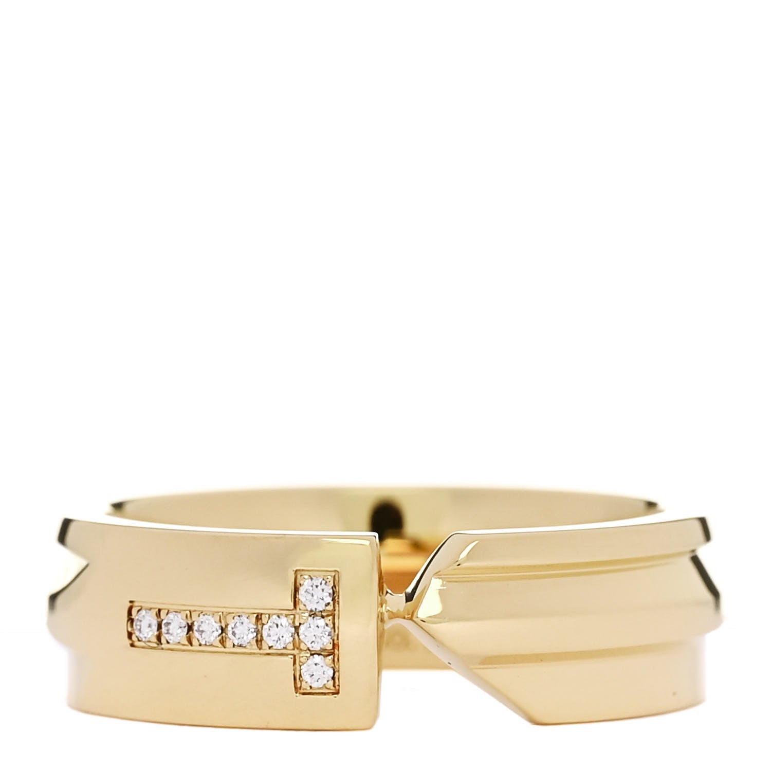 Tiffany 18K Yellow Gold Diamond Modern Keys Ring 50 5.5 1 of 5