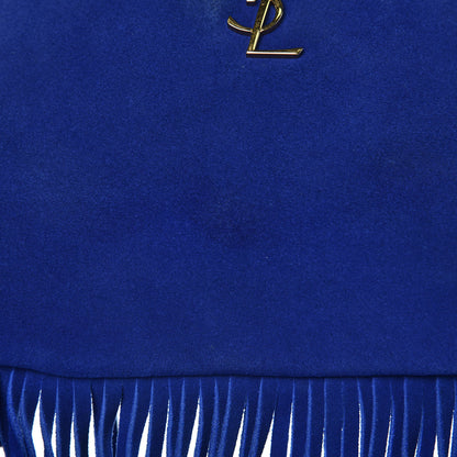 Saint Laurent Suede Calfskin Small Fringe Crossbody Bag Blue 13 of 13
