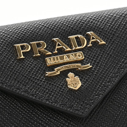 Prada Saffiano Metal Tri-Fold Envelope Card Holder Wallet Black 8 of 8