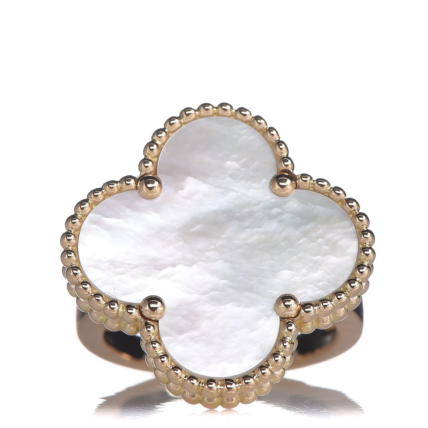 18K Yellow Gold Mother of Pearl Magic Alhambra Ring 48 4.5