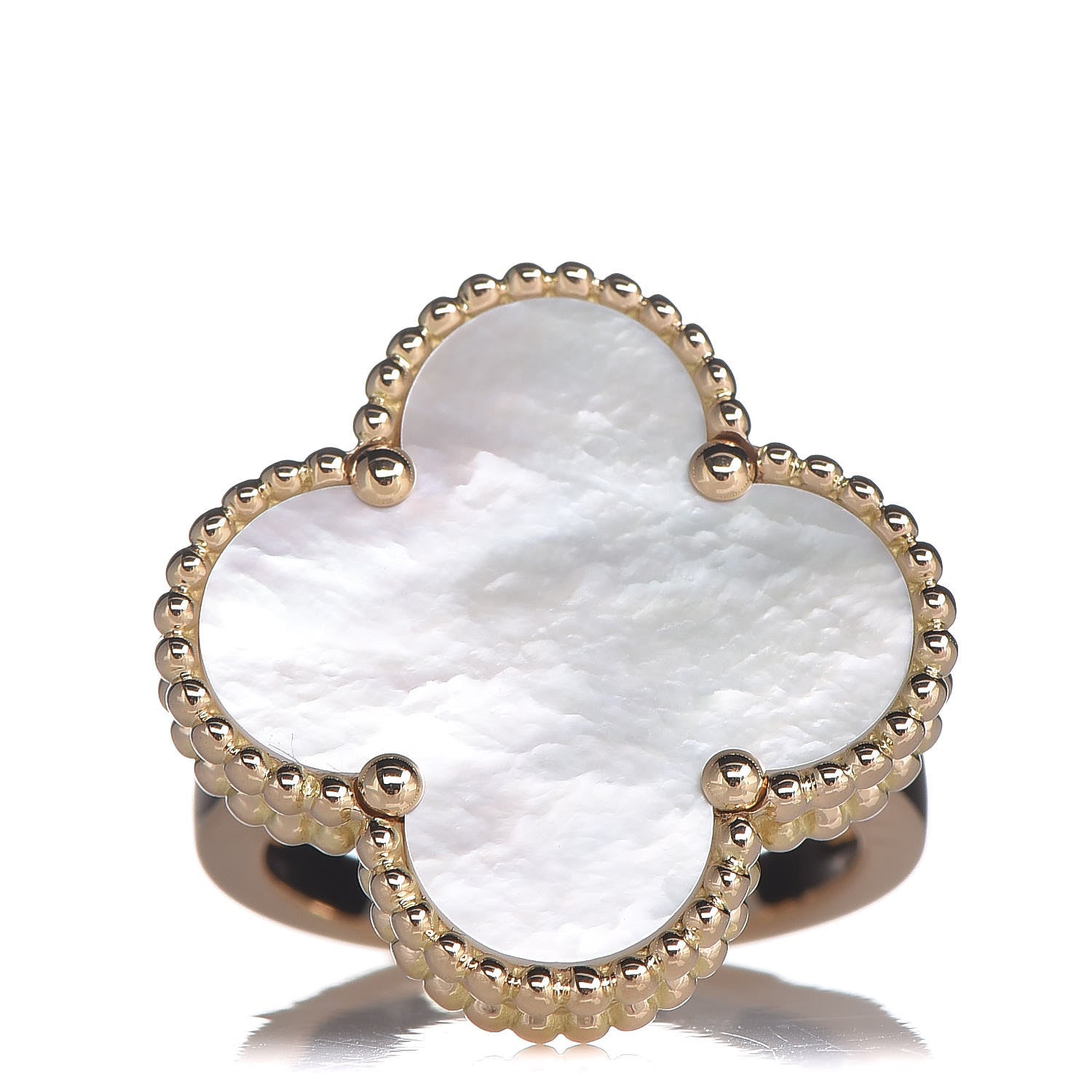 Van Cleef & Arpels 18K Yellow Gold Mother of Pearl Magic Alhambra Ring 48 4.5 1 of 5