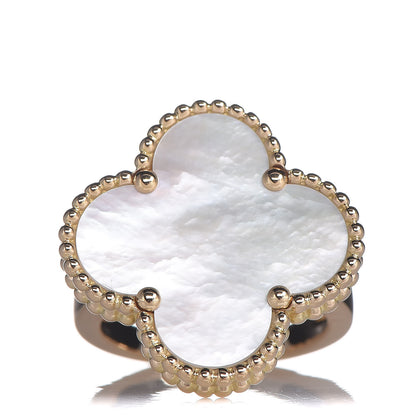 Van Cleef & Arpels 18K Yellow Gold Mother of Pearl Magic Alhambra Ring 48 4.5 1 of 5