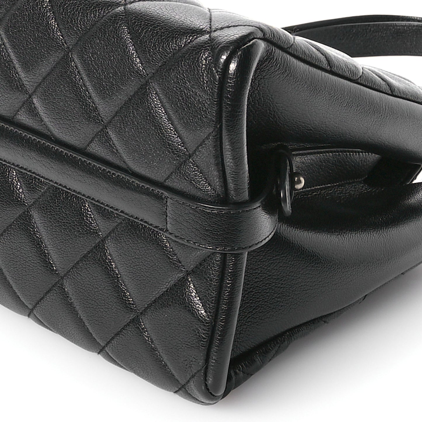 Metallic Goatskin Quilted Large City Rock Shopping Bag Black