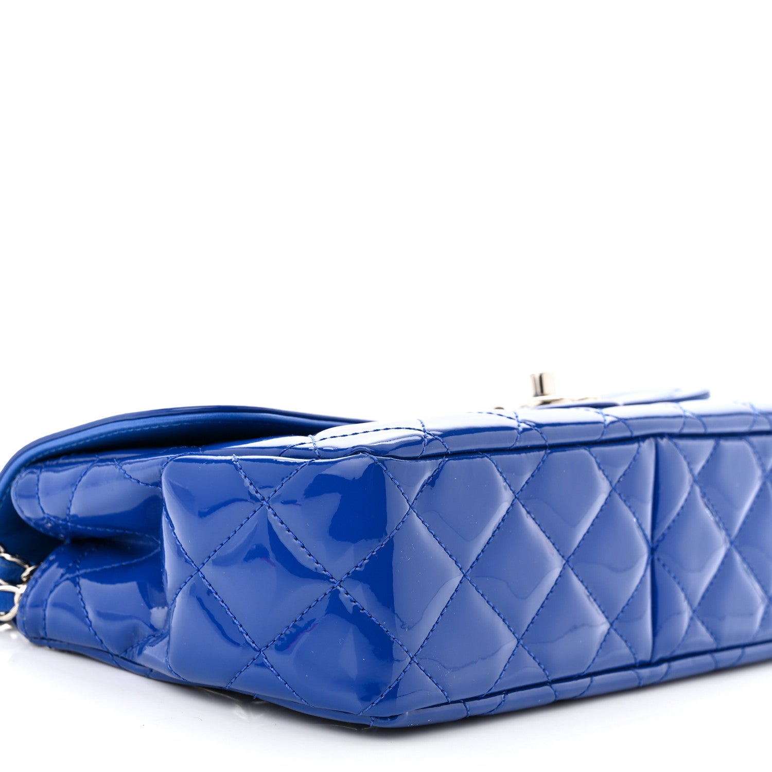 Chanel Patent Quilted Large Coco Shine Flap Blue 9 of 11