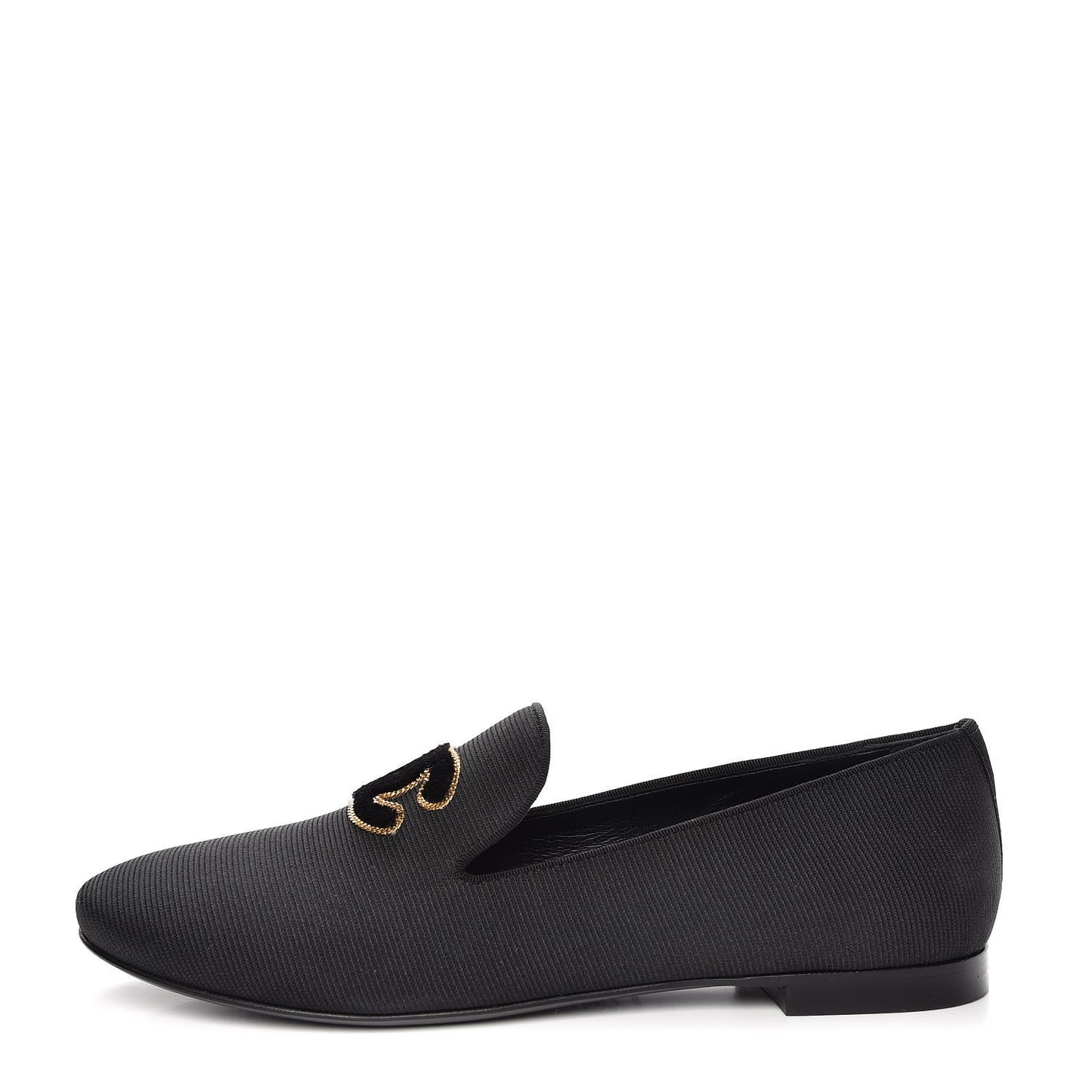 Stretch Fabric CC Moccasin Loafers 38 Black