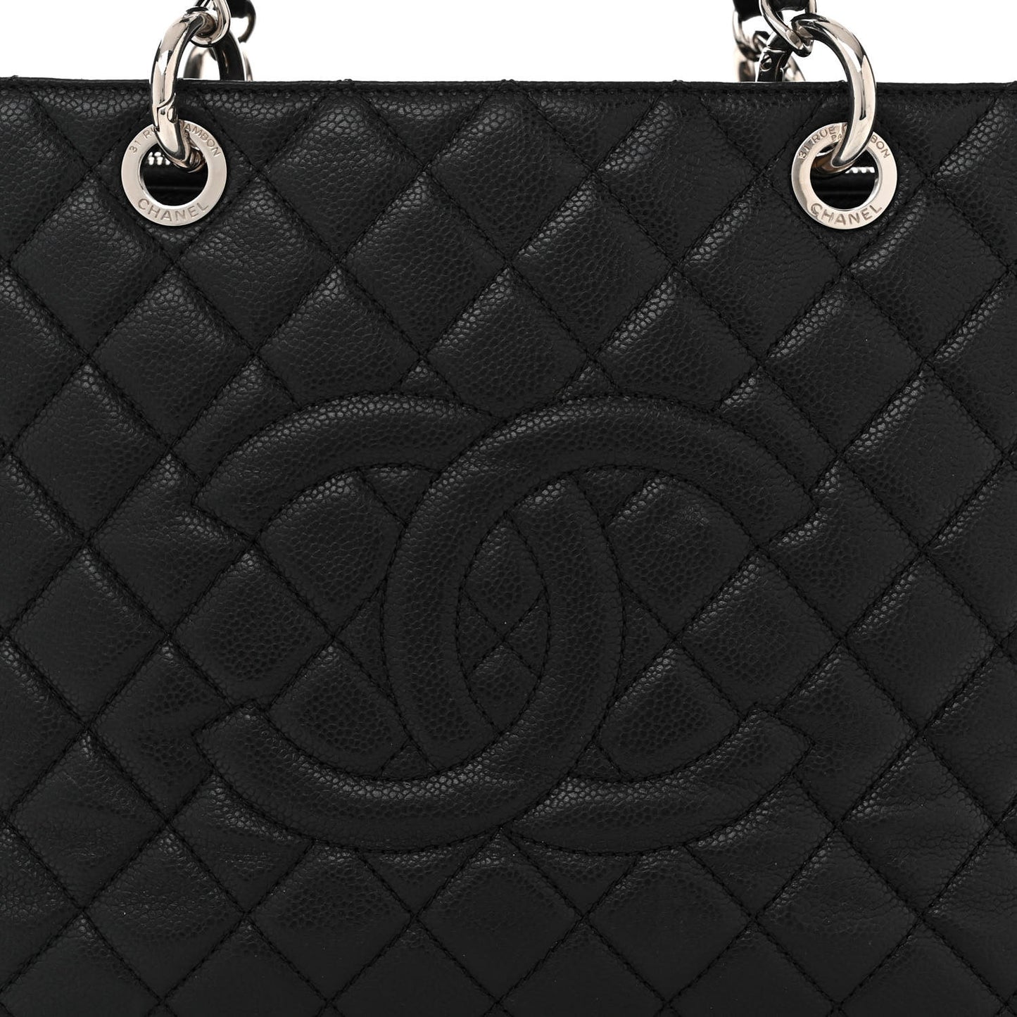 Caviar Quilted Grand Shopping Tote GST Black