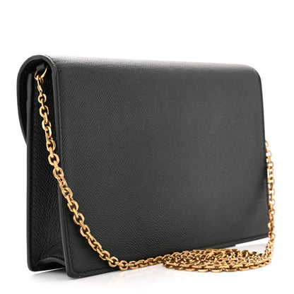 Christian Dior Grained Calfskin Saddle Chain Pouch Black 2 of 9