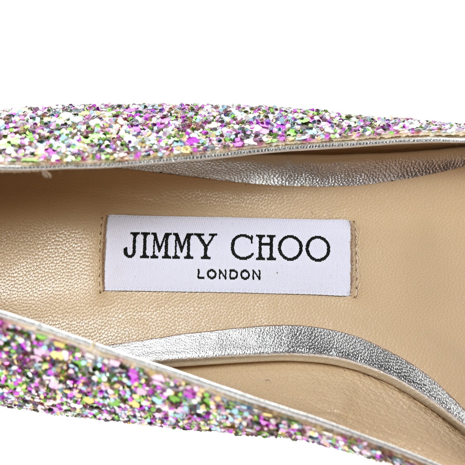 Jimmy Choo Glitter Romy Flats 36.5 Silver Multicolor 1749239