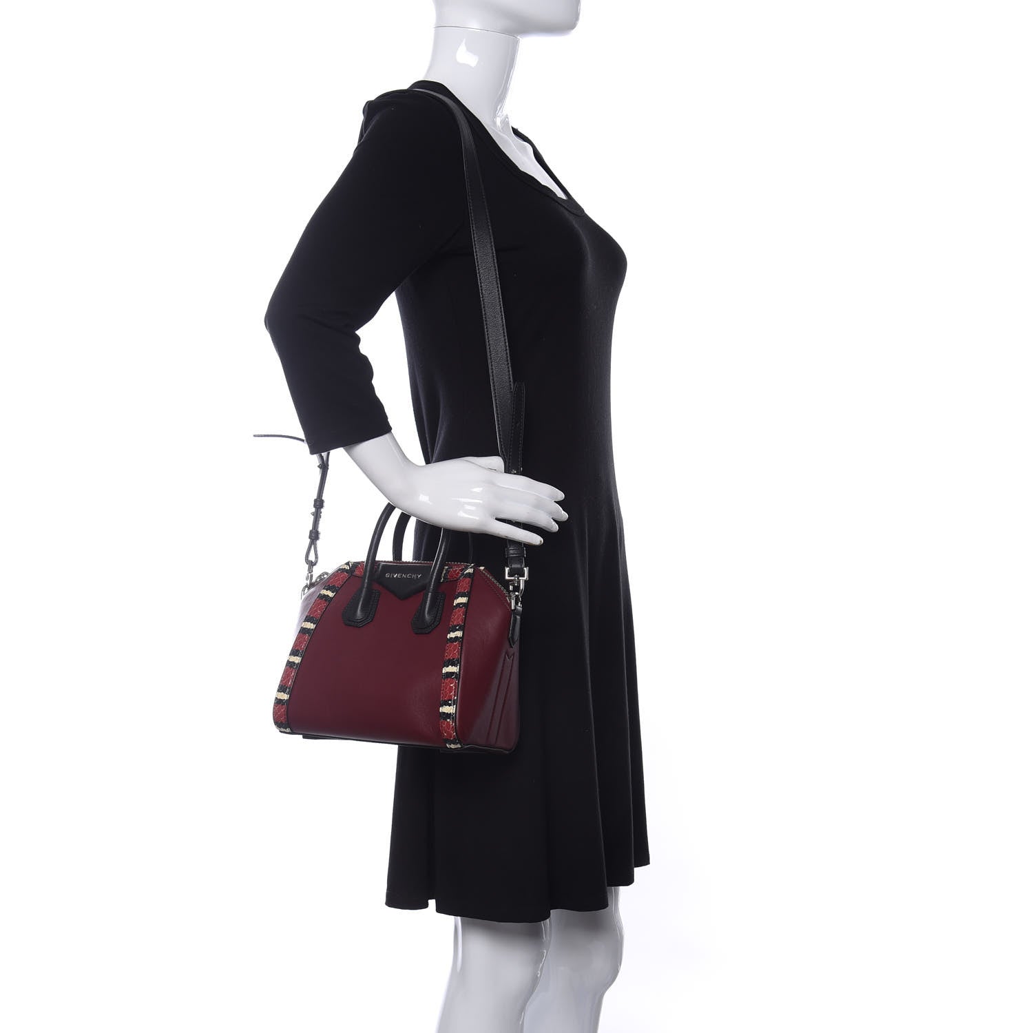 Givenchy Smooth Calfskin Ayers Mini Bi-Color Antigona Wine Black 2 of 14