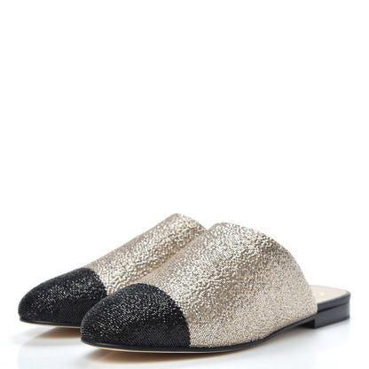 Chanel Pearl Embroidery CC Mules 40 Beige Black 3 of 9