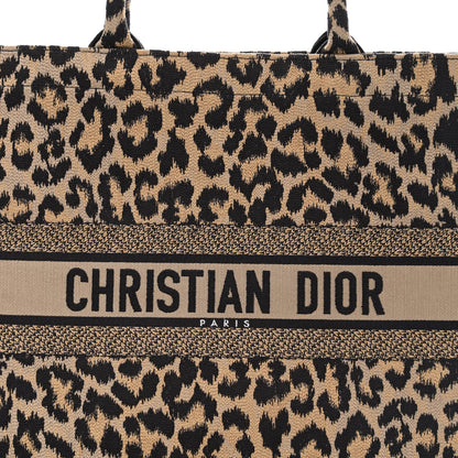 Christian Dior Canvas Mizza Embroidered Large Leopard Book Tote Beige 8 of 11